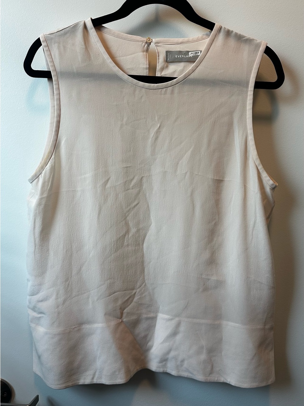 Everlane 100% Silk Ivory Sleeveless Shell Blouse Size 10